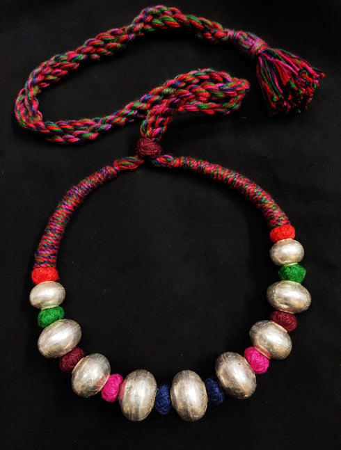 Wax Beads Silver Necklace (oversized beads)
